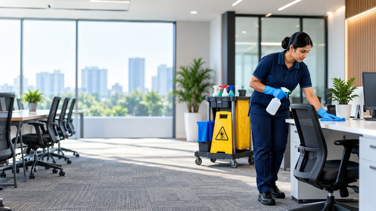 Prime Hygiene Solutions housekeeping staff cleaning a commercial facility